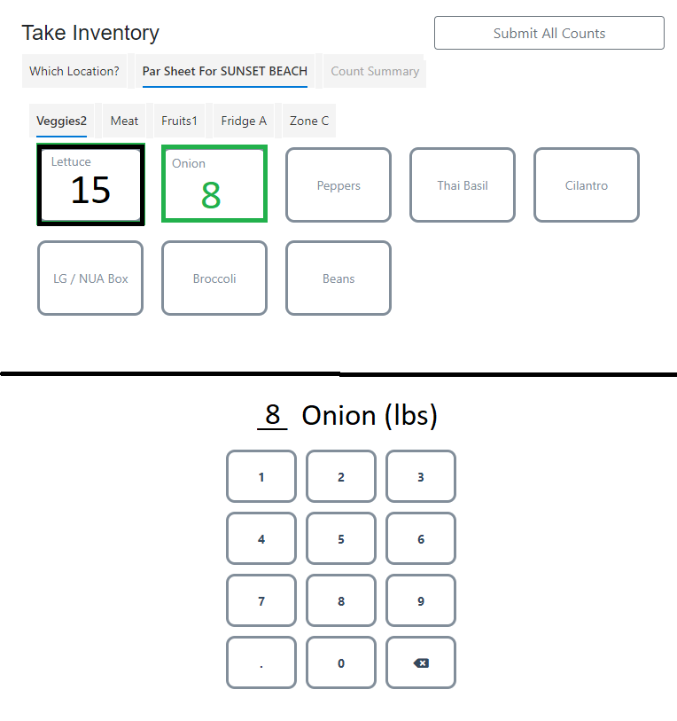 4 Image of a custom inventory management app created for the Elephant Shack restaurant